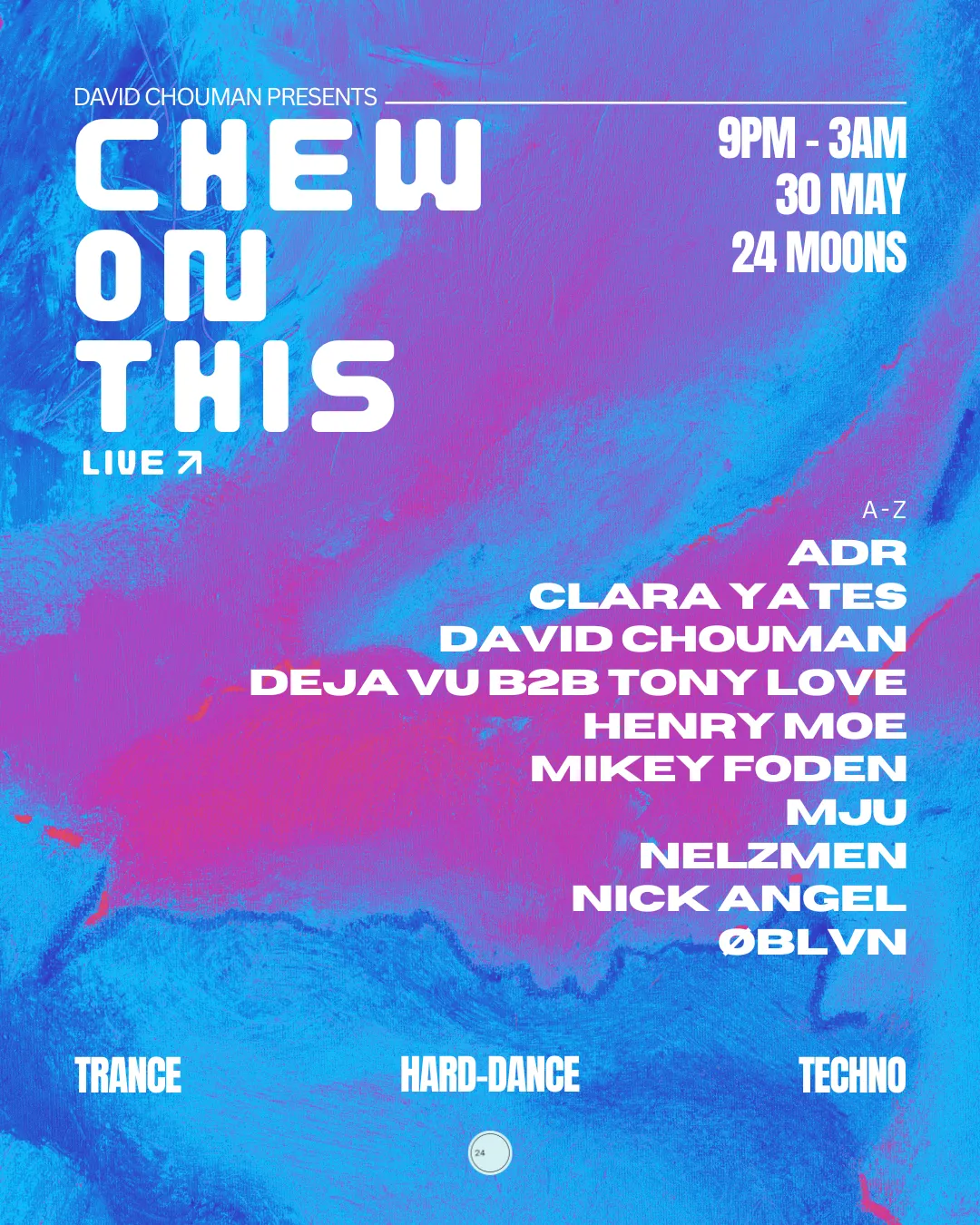The flyer for Chew On This Live!