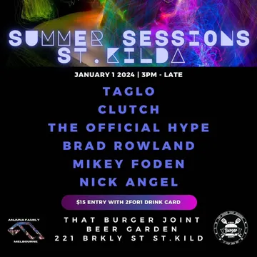 The flyer for Summer Sessions St. Kilda NYD